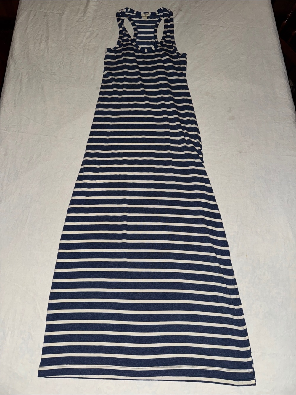J. Crew Navy and White Striped Racerback Maxi Dress 95% Modal Viscose